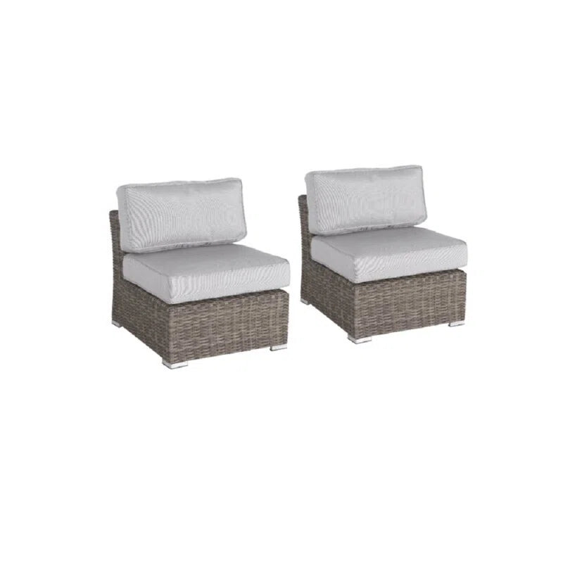 Fully Assembled 4 Piece Rattan Sectional Seating Set With Cushions Grey Mix Wicker