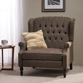 One And Half Seater Recliner Brown Fabric