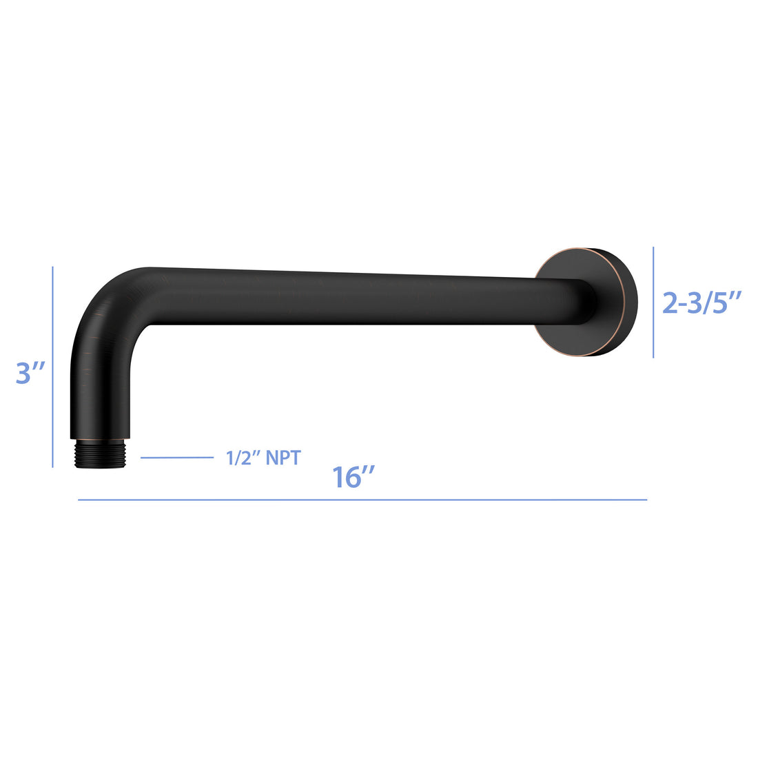 16" Shower Arm With Flange, Oil Rubbed Bronze Oil Rubbed Bronze Stainless Steel