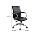 Zoha 27 Inch Adjustable Swivel Office Chair, Black Faux Leather, Chrome Black Fabric Metal