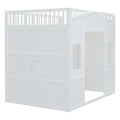 Full Size House Loft Bed With Ladder And Wardrobe White Full White Solid Wood