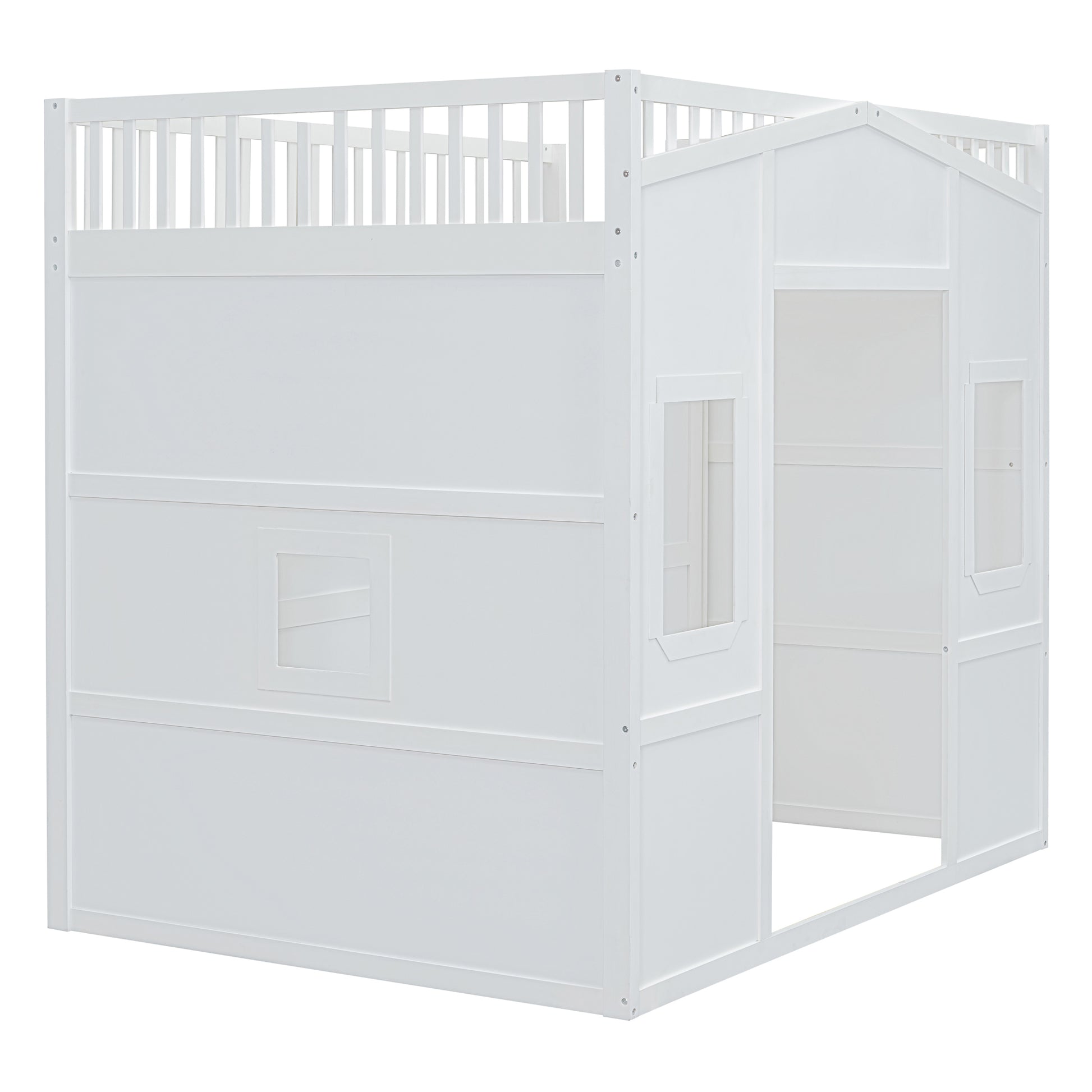 Full Size House Loft Bed With Ladder And Wardrobe White Full White Solid Wood