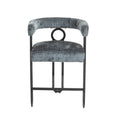 Coolmore Bar Stools Set Of 2, Modern Bar Stool With Back, Black Metal Frames, Upholstered Bar Stools For Kitchen Island, Pub, Club Gray Chenille Gray Foam Chenille