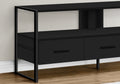 Tv Stand, 48 Inch, Console, Media Entertainment Center, Storage Drawers, Living Room, Bedroom, Black Laminate, Black Metal, Contemporary, Modern Black 80 89 Inches Particle Board