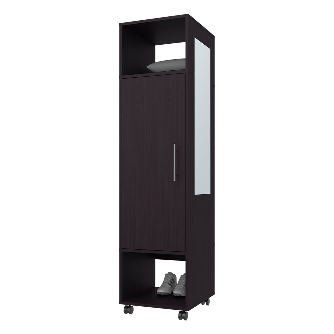 Summit Wardrobe In Melamine With Mirror,Door And Open Storage Black Bedroom Contemporary,Modern Pine Particle Board Melamine