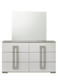 Olivia Contemporary Style 6 Drawer Dresser Made With Wood In White White Bedroom Contemporary Solid Wood Mdf Wood