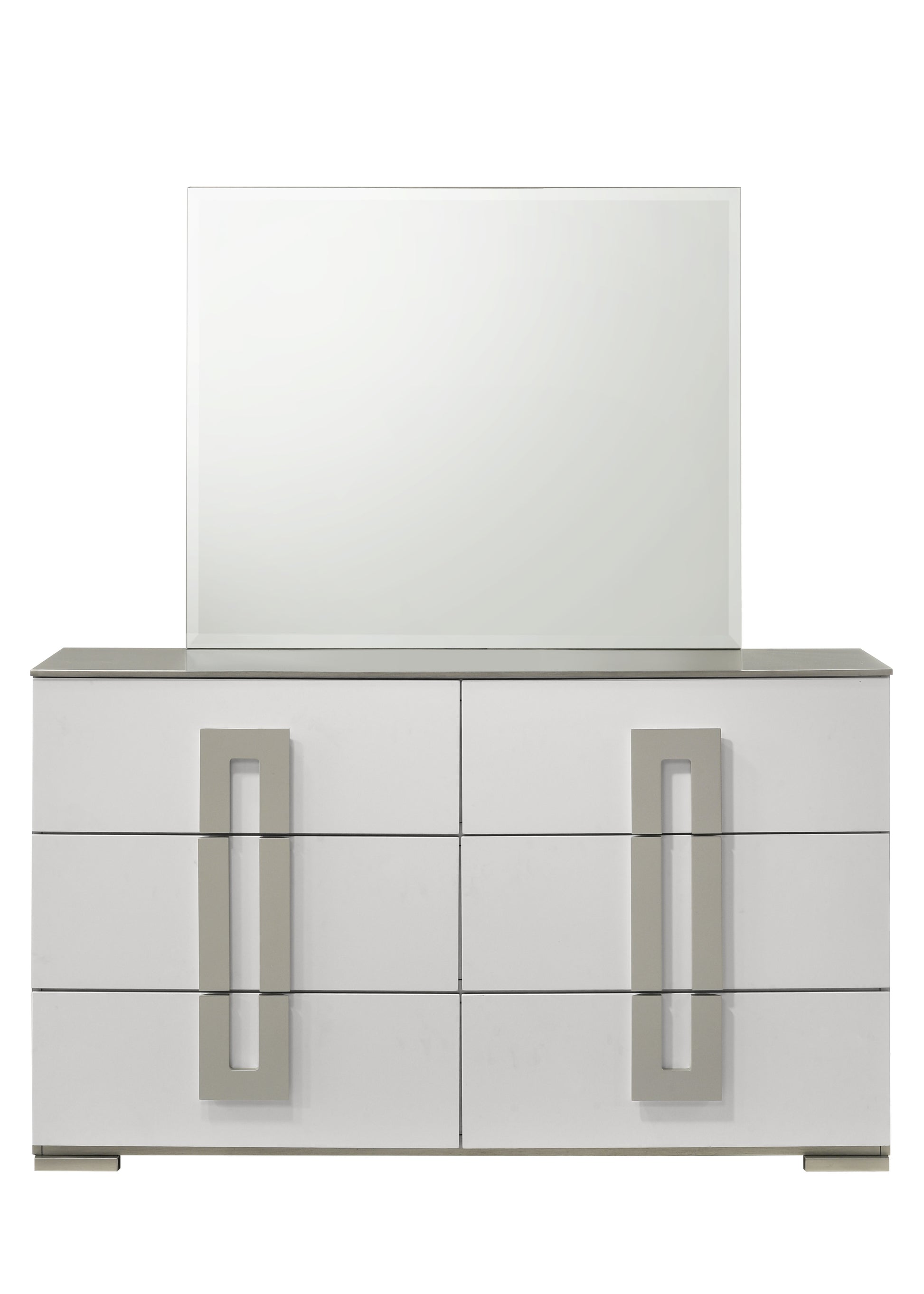 Olivia Contemporary Style 6 Drawer Dresser Made With Wood In White White Bedroom Contemporary Solid Wood Mdf Wood