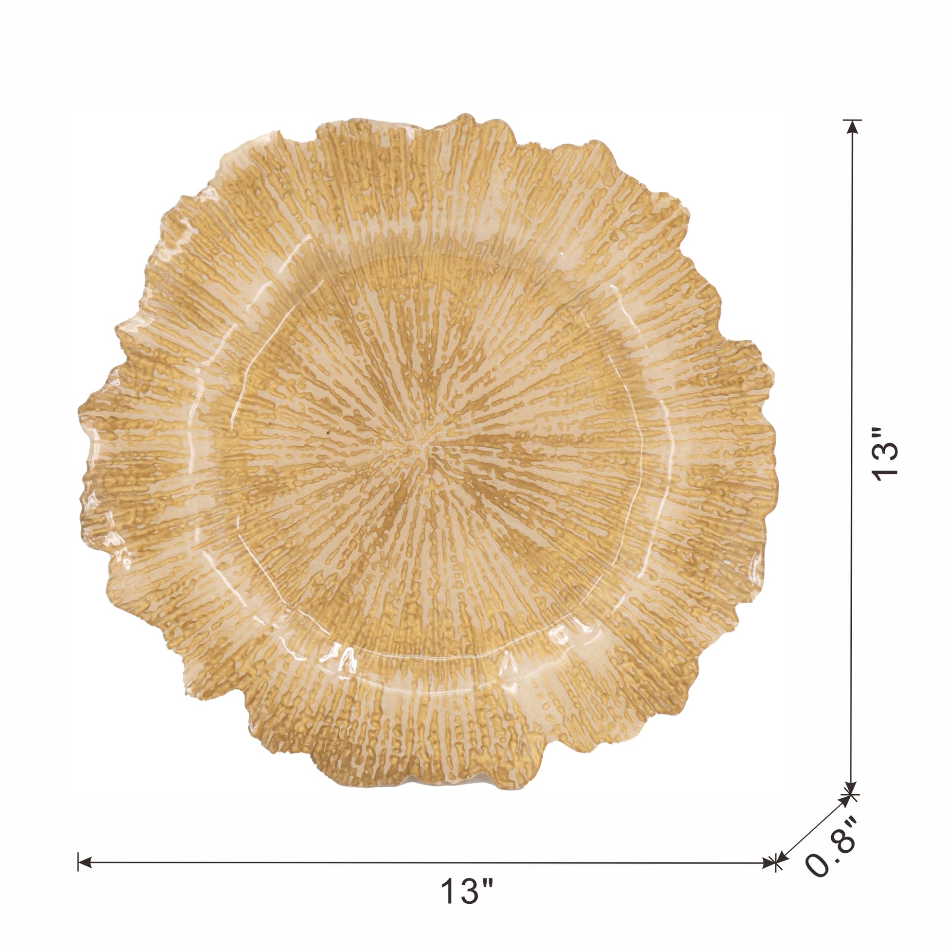 8 Pack Reef Plastic Charger Plate, D13" Gold Plastic