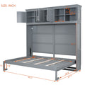 Queen Size Murphy Bed Wall Bed With Top Cabinets,Gray Queen Gray Plywood