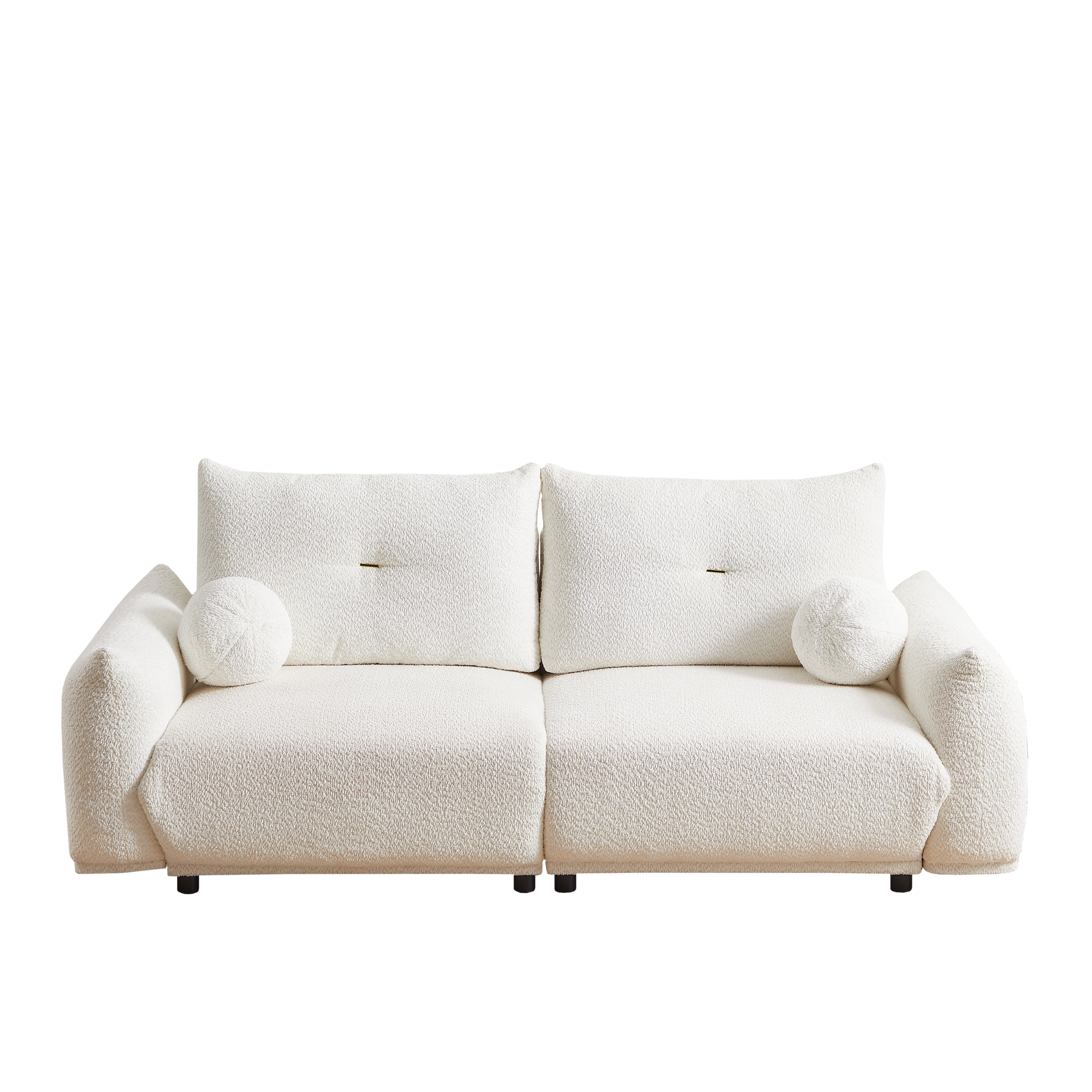 Lamb'S Wool 2 Seater Cushion Sofa 90'' Comfortable Sofa For Living Room Bedroom And Other Casual Spaces Lamb'S Wool Sofa With 2 Cushions And 2 Ball Pillows. Beige Two Sets Beige Foam Fabric 4 Seat