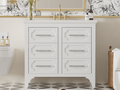 36'' Bathroom Vanity With Resin Sink Combo, Free Standing Single Vanity Set With Four Drawers, Solid Wood Frame Bathroom Storage Cabinet Same As Sw000128Aak White Bathroom Modern Solid Wood Mdf