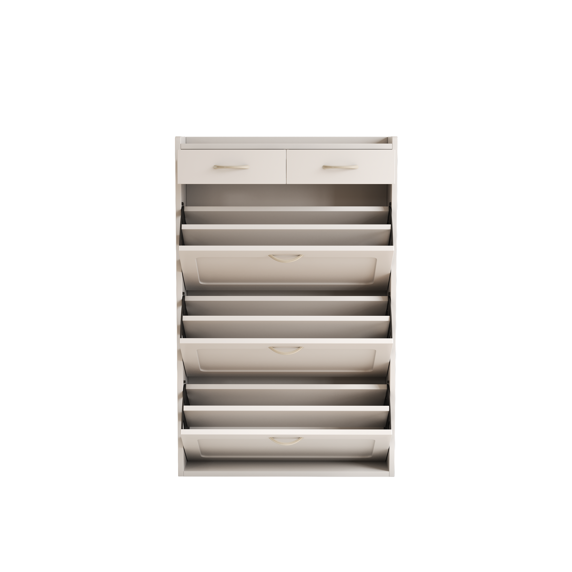 2408 White Solid Wood Shoe Cabinet, Three Layers, Flip Bucket Shoe Storage Cabinet, Simple And Generous For A Variety Of Home Styles White Mdf