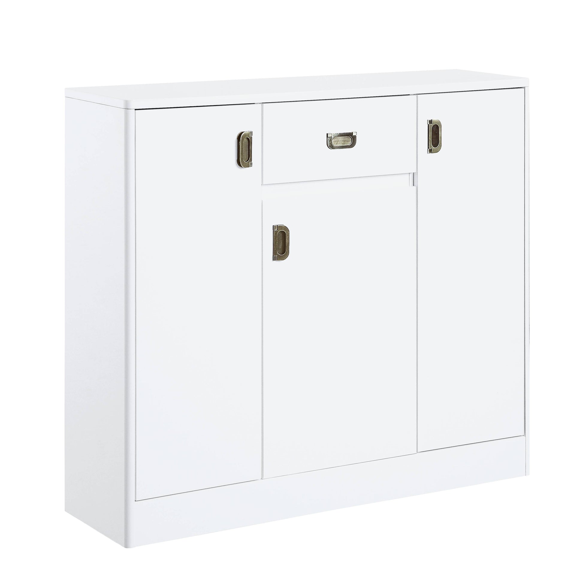 White High Gloss 3 Door Server With Drawer White Dining Room Drawers Included Mdf