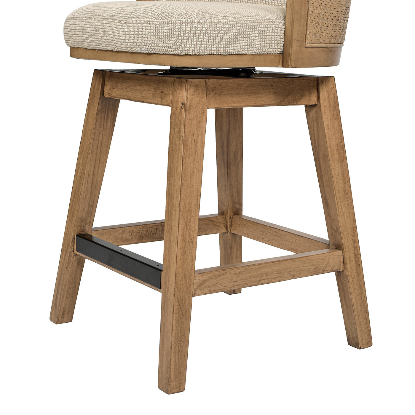 Bahama 26" Cane Rattan High Back Swivel Counter Stool With Recessed Arms, Taupe Beige Textured Weave Beige Foam Wood Fabric Rattan