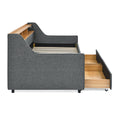 Twin Size Upholstery Sofa Bed With Three Led Lights, With Storage Adjustable Headboard, With Two Storage Pull Up Drawers And Wireless Charging, Linen Padded Sofa Bed Frame, Grey Box Spring Not Required Twin Grey Composite Bedroom Classic Eucalyptus Foam
