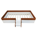 Twin Size Upholstered Daybed Frame With Fence And Stairs, Brown White Twin Brown White Mdf Lvl