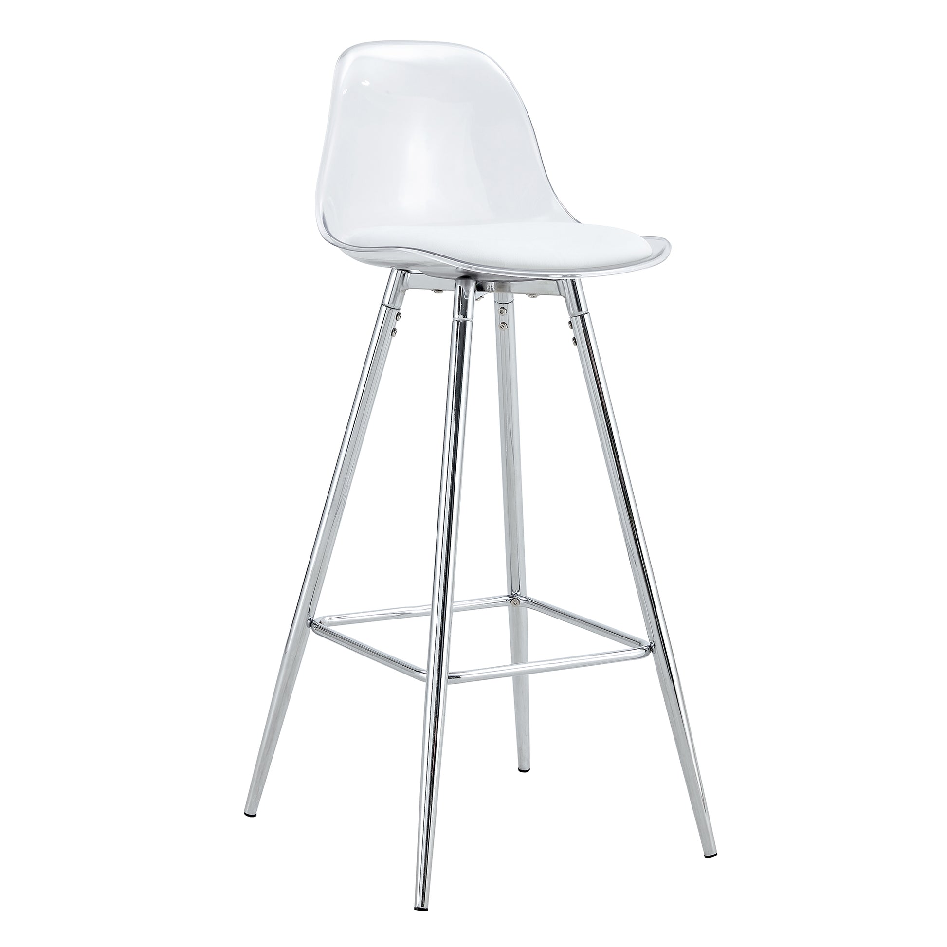 Modern And Comfortable Upholstered Bar Chairs, Metal Legs, Small Size Bar Chairs, Suitable For Part Of The Crowd, Stylish Design For Dining Room, Kitchen, Terrace And Living Room Chairs. White