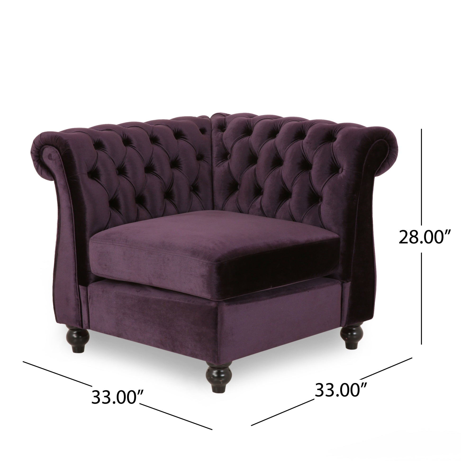 Corner Black Berry Velvet 1 Seat