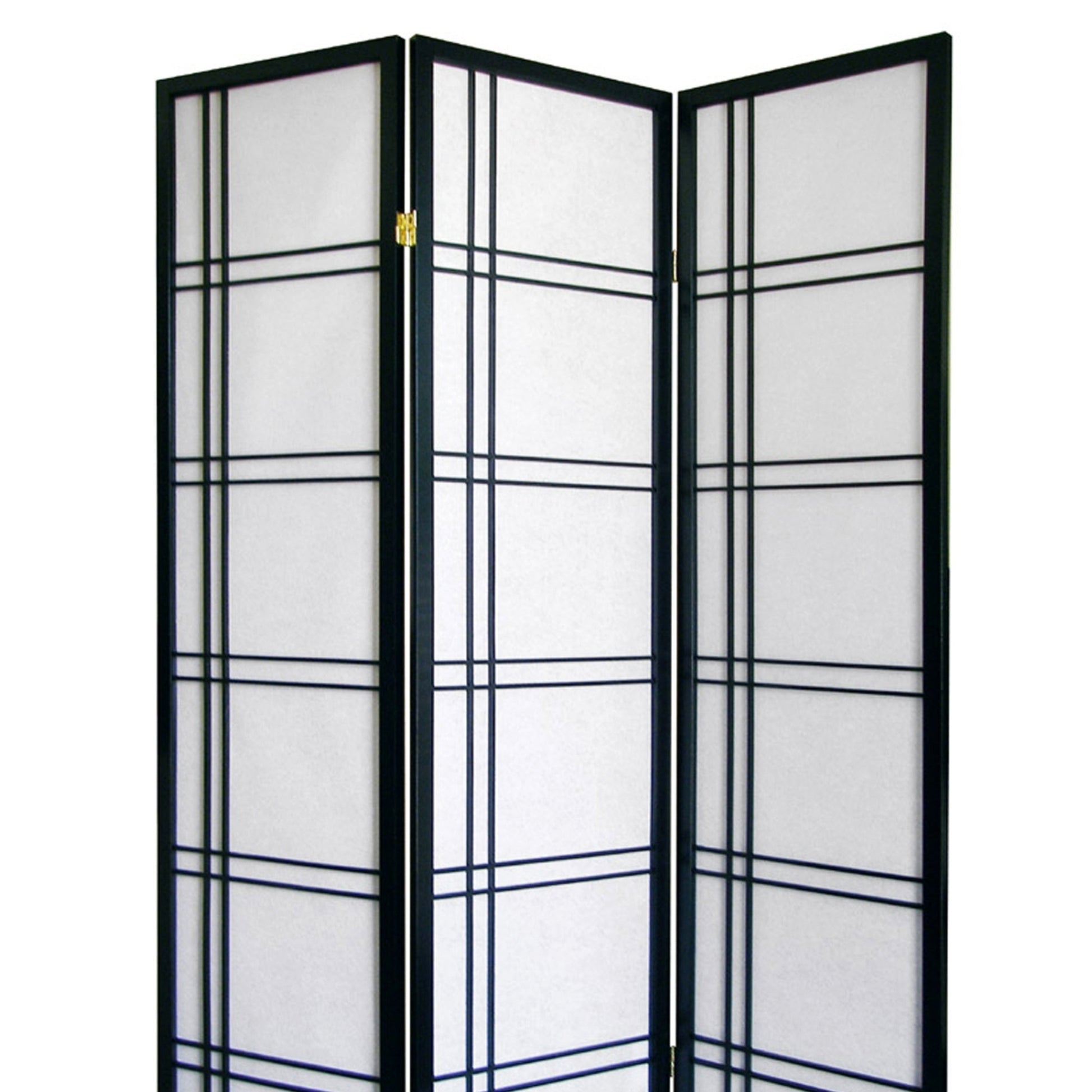 70" Tall 3 Panel Screen Room Divider "Girard" With Black Finish Black Wood