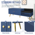 Modern Shoe Storage Bench With Hidden Storage And Upholstered Cushions For Bedside, Living Room And Entryway Navy Navy Mdf Metal