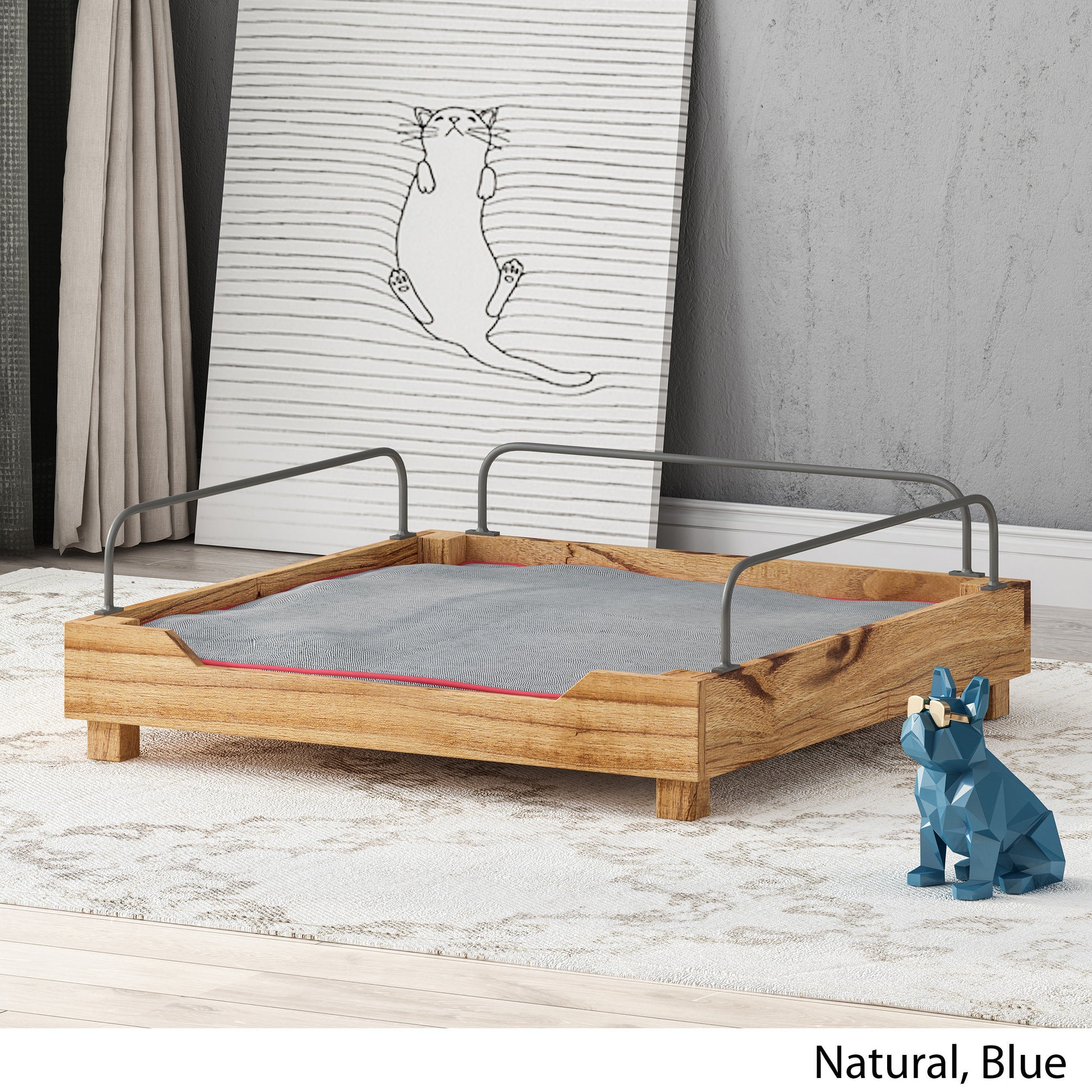 Pet Bed Blue Wood