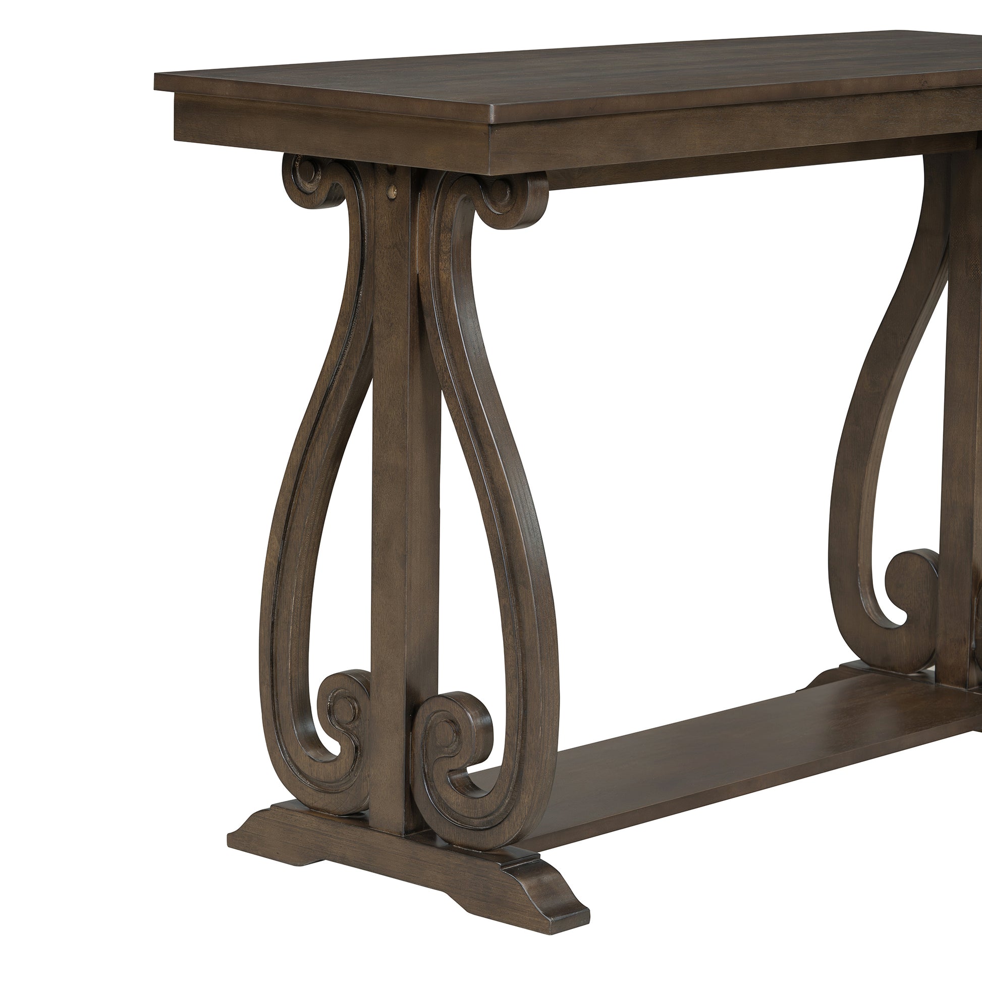 48 Inch Rustic Vintage Console Tablefarmhouse Style Entryway Table With Open Shelf And Sturdy Construction For Entryway And Living Room Walnut Walnut Distressed Finish Primary Living Space Antique,Rustic,Vintage Open Storage Console Tables Brushed
