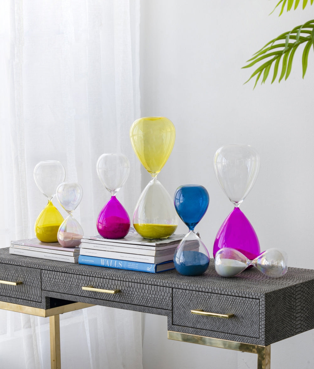 5X14" Hourglass, 60 Min Yellow Yellow Glass