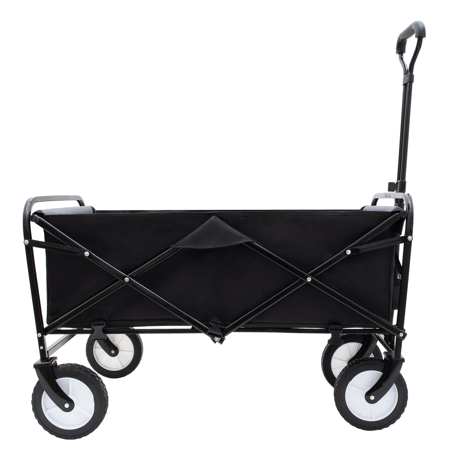 Collapsible Foldable Wagon Cart With Strapping System Beach Wagon Utility Cart Utility Wagon Grocery Cart For For Camping Shopping Sports Gardeing Fishing Supports 360Lbs All Terrain Wheels Black