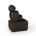 3 Tier Bochas Fountain, Rustic Multi Brown Brown Resin