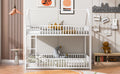 Metal Twin Over Twin House Bunk Bed With Fence And Door, White Box Spring Not Required Twin White Metal Bedroom Metal