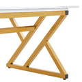 0.4Inch Thick White Marble Patterned Rock Table, Easy To Clean, Paired With Golden Metal Legs, Sturdy And Durable. Large Size Can Meet Various Needs.Can Be Used As A Dining Table, Coffee Table.47*23.6 White Sintered Stone