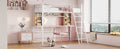 Twin Size Loft Bed With Desk And Shelfloft Bed With Ladder,Twin,White Twin White Metal