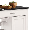 Black And White Kitchen Cart With 1 Cabinet White Black Dining Room Transitional Rectangular Kitchen Carts Rubberwood Wood