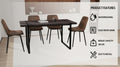 Mdf Black Wooden Dining Table And Modern Dining Chair 4 Piece Set, Medieval Wooden Kitchen Dining Table Set, Rectangular Metal Base, Dining Table And Suede Chair Black Brown Mdf