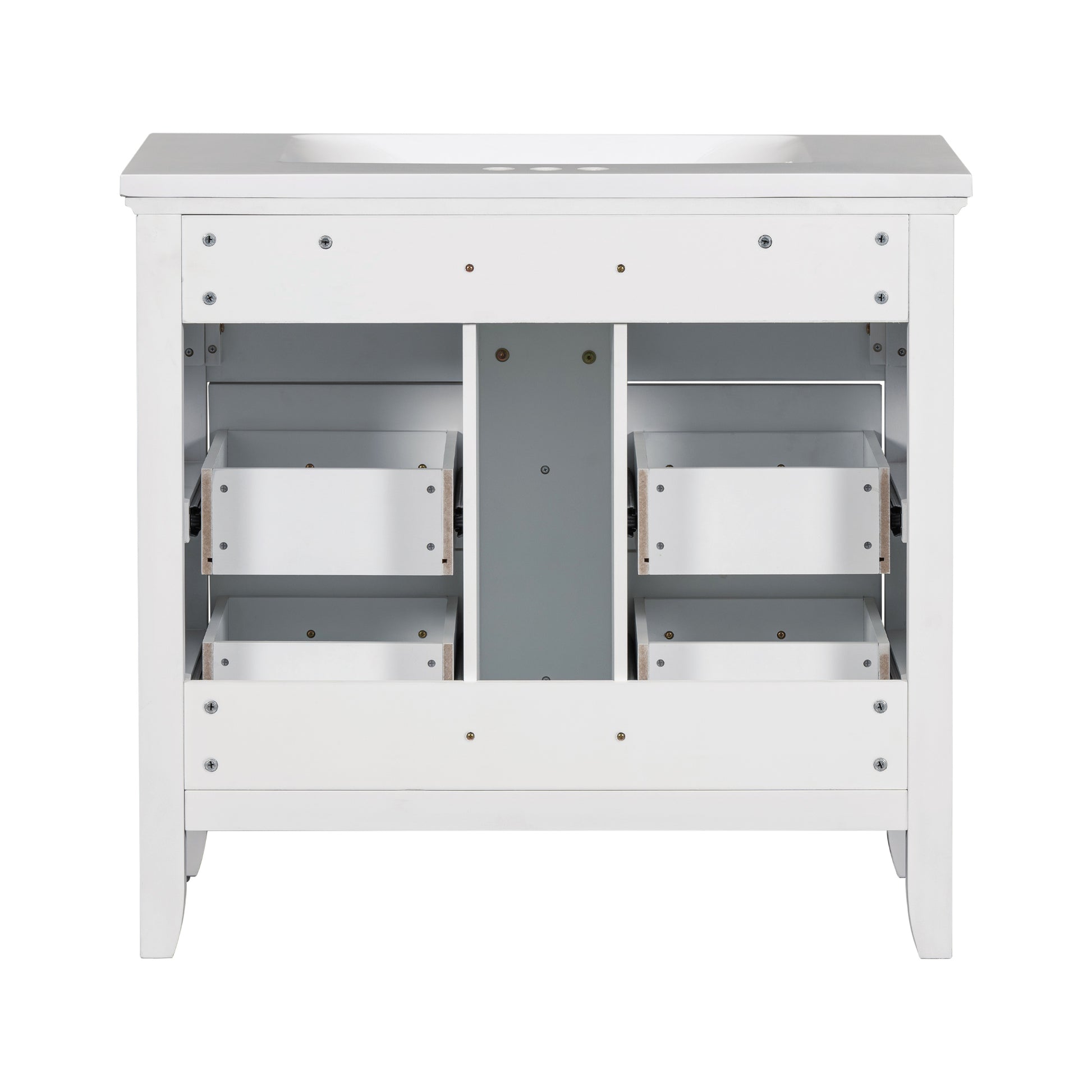 36'' Bathroom Vanity With Resin Sink Combo, Free Standing Single Vanity Set With Four Drawers, Solid Wood Frame Bathroom Storage Cabinet Same As Sw000128Aak White Bathroom Modern Solid Wood Mdf