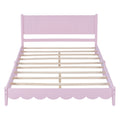 Queen Size Wood Platform Bed Frame, Retro Style Bed With Rectangular Headboard,No Need Box Spring,Pink Queen Pink Wood