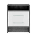 Philadelphia Nightstand, Two Drawers, Concealed Shelf Multicolor,Smoke Grey,White Mdf Engineered Wood