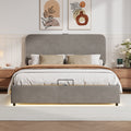 Upholstered Platform Full Size Hydraulic Storage Bed, Lift Up Storage Bed With Rgb Led Light, Bluetooth Speaker, No Box Spring Needed, Lychee Velvet, Gray Full Gray Velvet Fabric Metal