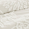 3 Piece Tufted Cotton Chenille Floral Comforter Set Off White King Cal King King Off White Cotton