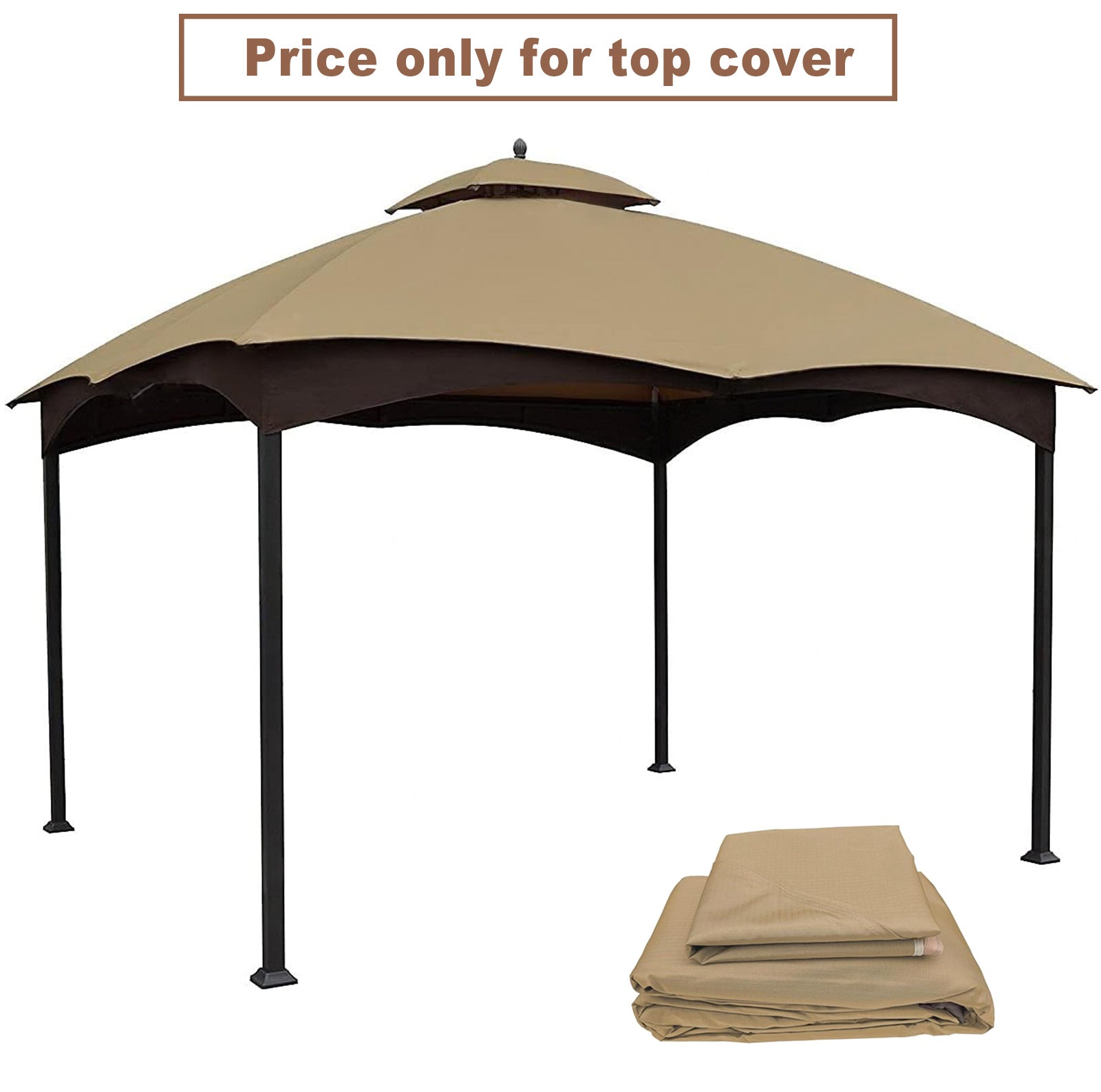 Replacement Canopy Top For Lowe'S Allen Roth Heavy Duty Gazebo Roof Gazebo Top With Air Vent 10X12 Gazebo Coverreplacement Top Only Beige Khaki Fabric