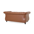 Seat Sofa Light Brown Brown Wood Primary Living Space Tufted Back American Traditional Rolled Arms Foam Pu