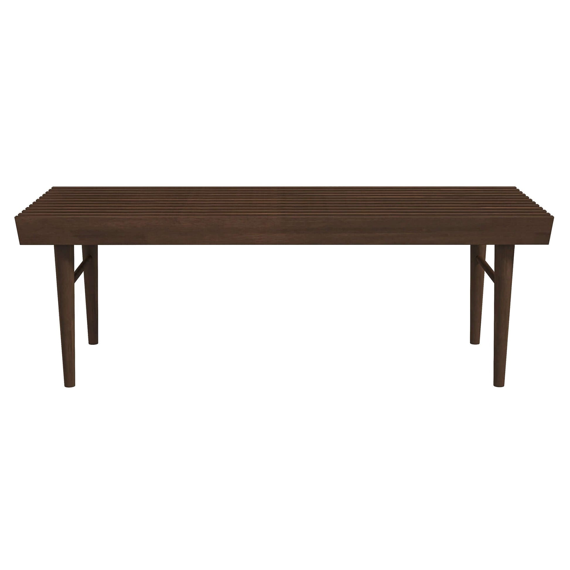 Mia Mid Century Modern Solid Wood Bench Dark Brown Brown Walnut Wood