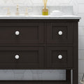 49'' Bathroom Vanity With Marble Top & Ceramic Sink, Open Shelf, 5 Drawers, Brown Brown Plywood