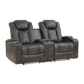 Luxury Comfort Modern Living Room Furniture 1Pc Power Reclining Loveseat Premium Faux Leather Upholstery, Power Headrests, Led Light, Usb Ports, Cup Holders, Hidden Storage Brown Gray Faux Leather Wood Primary Living Space Luxury,Modern Plywood,Solid