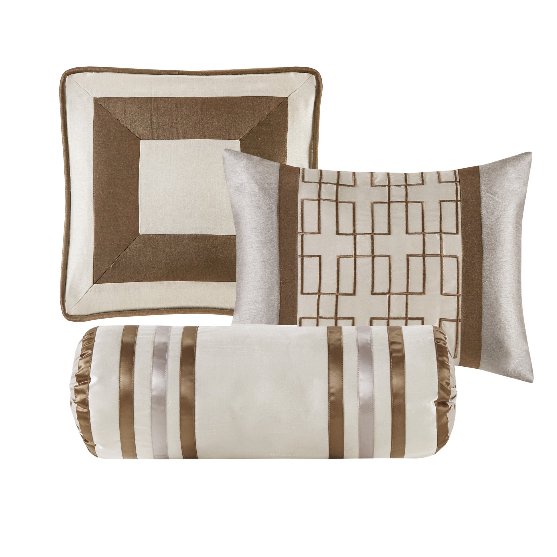 7 Piece Comforter Set Taupe Brown King King Taupe Brown Polyester