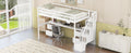 Twin Size Loft Bed Frame With Built In Desk And Double Storage Drawers,White Twin White Solid Wood Mdf