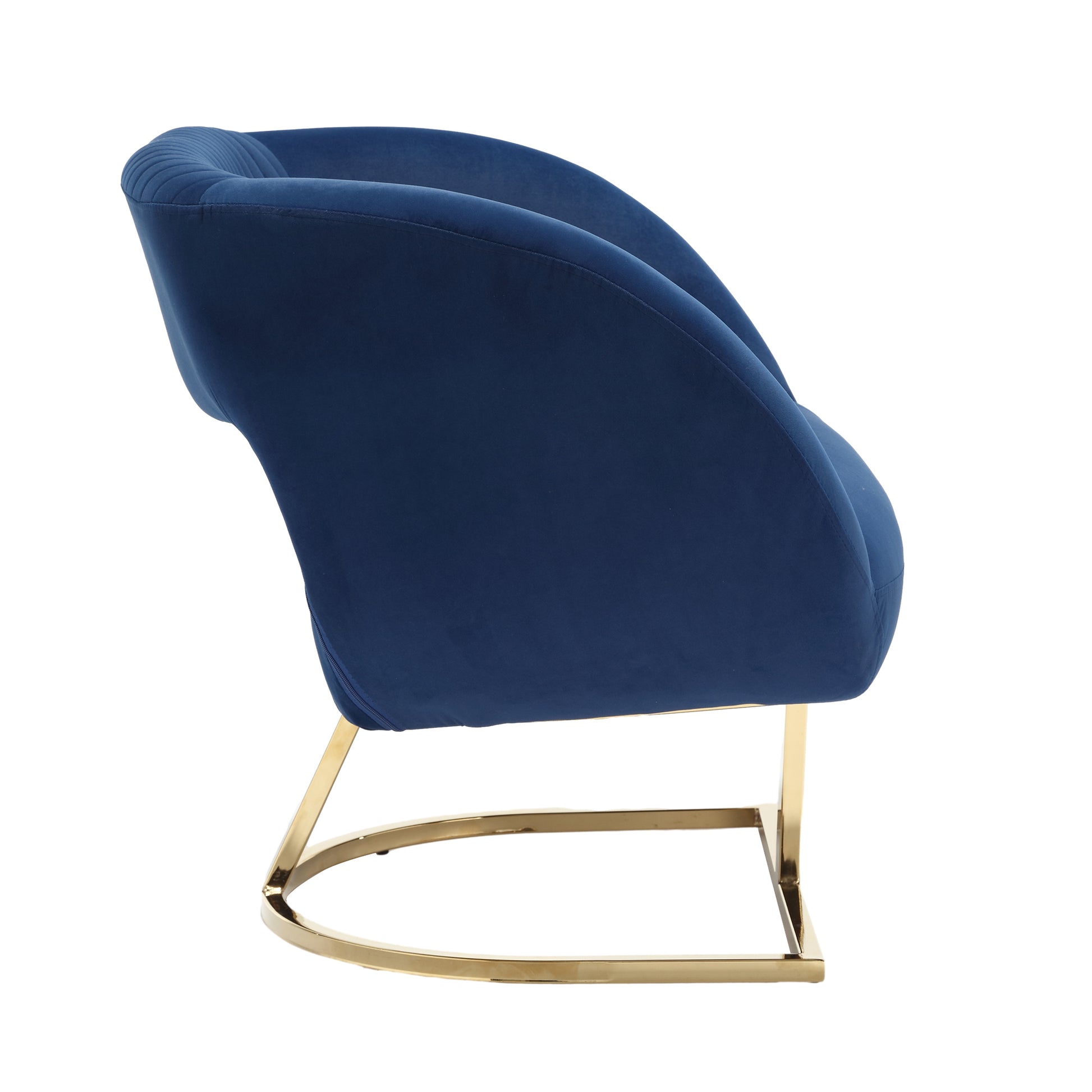 Coolmore Upholstered Tufted Living Room Chair Textured Linen Fabric Accent Chair With Metal Stand Navy Velvet