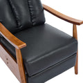 Coolmore Wood Frame Armchair, Modern Accent Chair Lounge Chair For Living Room Black Pu Pu Leather