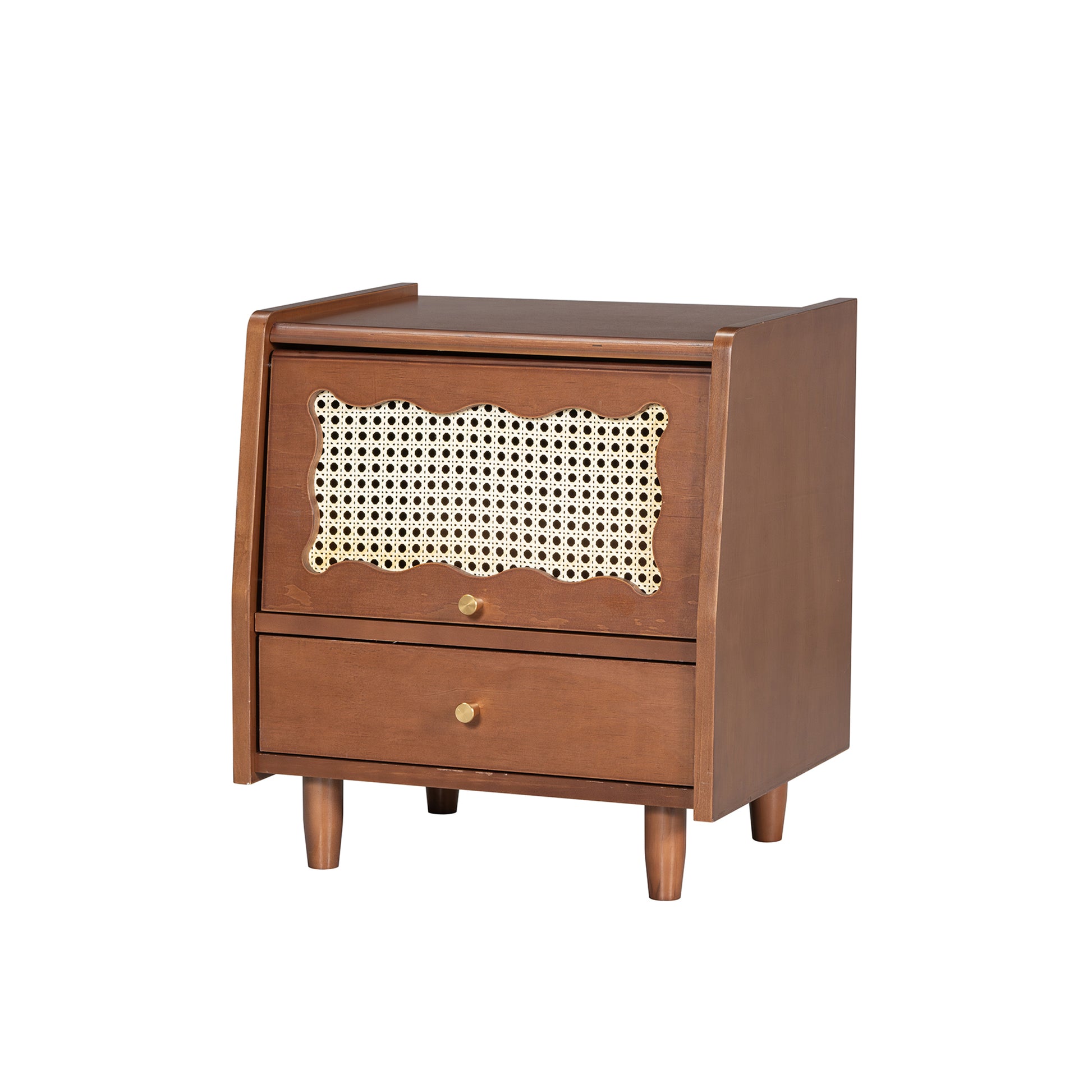 3 Pieces Bedroom Set With Queen Size Wooden Bed Frame, 1 Vintage Nightstand And 1 Makeup Vanity Set With Stool,Walnut Expected Arrival Time: 08.23 Queen Walnut 3 Piece Set Wood