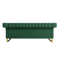 Fx P81Pu Gr Sofa Modern Green Pu Sofa With Gold Accents Sleek Channel Tufted Upholstery, 3 Seat Couch For Living Room And Office Decor Temu Suitable Retro Green Pu 2 Seat